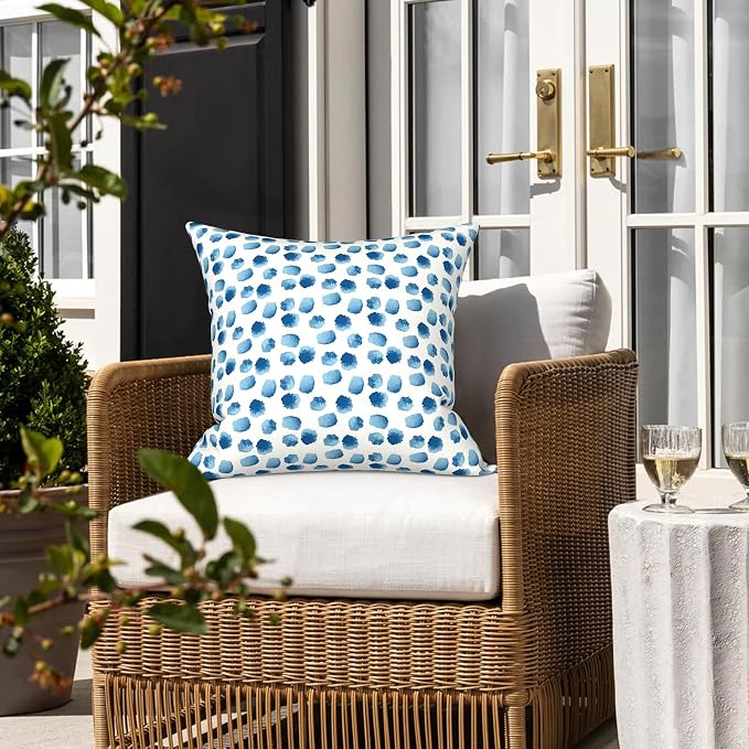 LVTXIII Outdoor/Indoor Throw Pillows, Decorative Throw Pillows with Inserts, 18"x18" Square Pillows for Bed, Couch, Sofa and Patio Furniture, Set of 2, Brush Blue