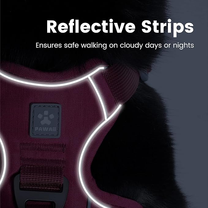 Pawaii Dog Harness for Large Dogs, No Choke Dog Harness, Adjustable Soft Padded Pet Vest with Easy Control Handle and Anti-lost Digital ID Tag