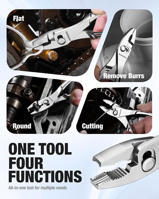 WORKPRO 2-Piece Mini Pliers Set with Pouch, 4-Inch Slip Joint Plier & Water Pump Plier, Heavy-Duty Alloy Steel Adjustable Plier with Anti-Rust Coating, Pocket Pliers for Tight Spaces & Versatile Use