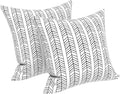 LVTXIII Outdoor/Indoor Throw Pillows, Decorative Throw Pillows with Inserts, 18”x18” Square Pillows for Bed, Couch, Sofa and Patio Furniture (Set of 2, Herringbone White)