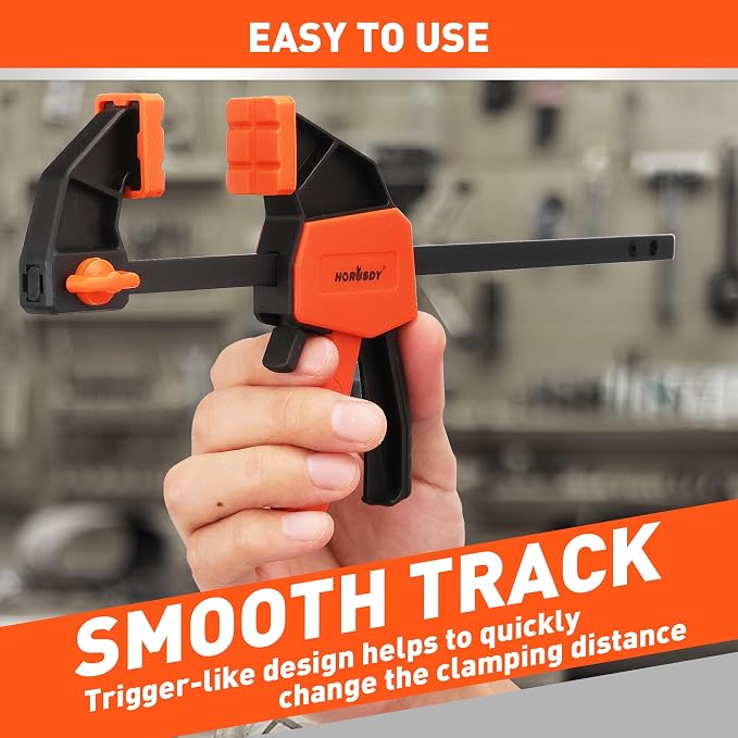 HORUSDY 8-Pack Bar Clamp Set, Spring Clamp for Woodworking - 4 Pieces 6" Bar Clamps, 4 Pieces 4" Spring Clamps, 75 LBS Load Limit
