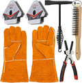 VASTOOLS Welding Accessories,6pc,Chipping Hammer 10.5",Leather Welding Gloves 13.5",6-in-1 Welpers Pliers 8",Wire Brush 11",Welding Magnet 50LB