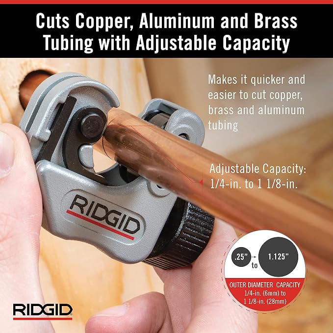 RIDGID 32573 Model 118 2-in-1 Close Quarters Tubing Cutter for 1/4" to 1-1/8" Copper, Brass, and Aluminum Tubing, Compact_tubing cutter with AUTOFEED (Pack of 3)