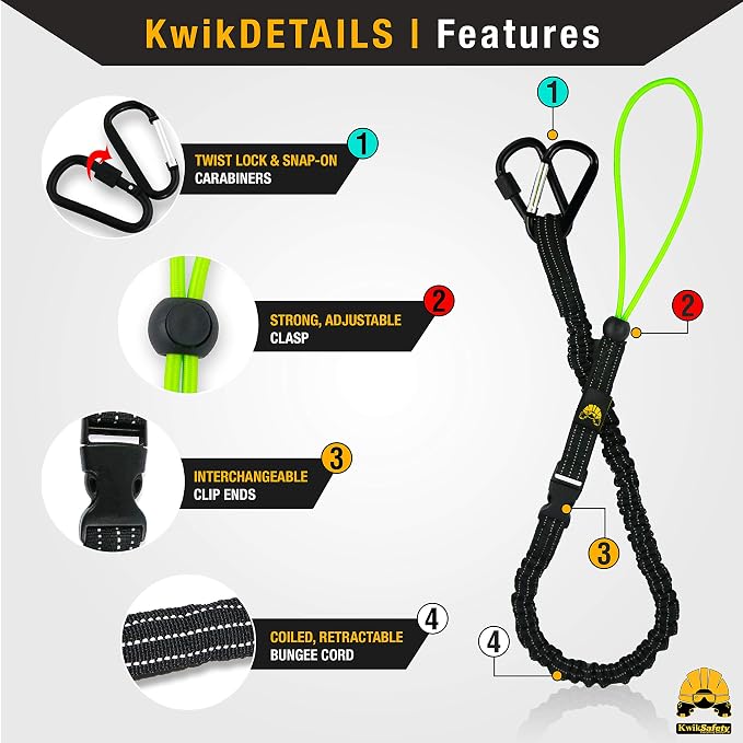 KwikSafety - SCORPION Safety Harness [w/Attached 6ft Lanyard] Safety Harness Fall Protection Kit ANSI OSHA