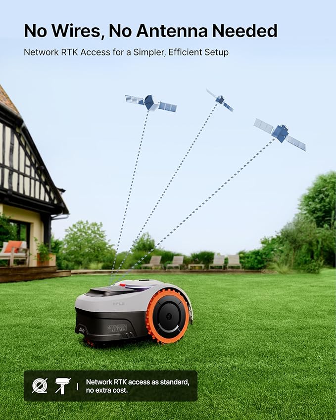 Segway Navimow i210 AWD Robot Lawn Mower Wire Free with Garage S, All-Wheel Drive for 45% Slopes, EFLS NRTK + Vision Auto Mapping, Covers 1/4 Acre (Garage Shipped Separately)
