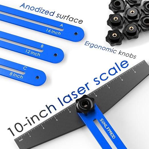 Stair Tread Template Tool - Solid Stair Tread Gauge, Stair Tools for Stair Measuring Tool Stair Gauge Jig Stair Template Stair Step Tool Shelf Template Projects (Blue-Gray)