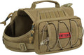 ONETIGRIS Dog Backpack for Medium & Large Dogs, Nylon Backpack for Dogs Tactical Pet Backpack with Side Pockets for Hiking Walking Training Running (Brown, Medium)