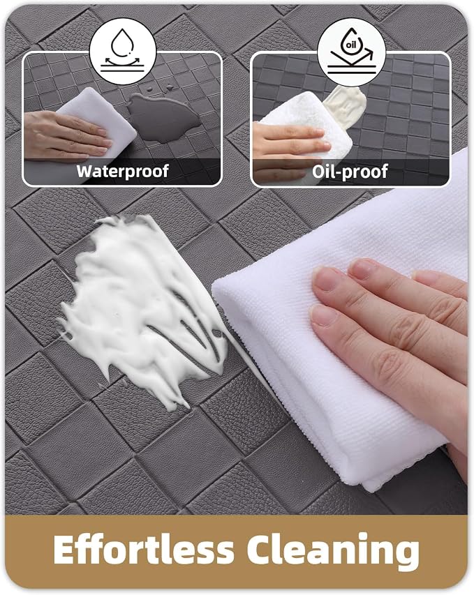 Color&Geometry Anti Fatigue Cushioned Kitchen Floor Mats,17"X47",Runner Rug Non Slip Waterproof,Memory Foam Padded Standing Mat for Front Sink,Grey