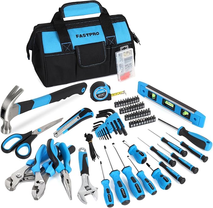 FASTPRO 220-Piece Home Tool Set, Household Repairing Tool Kit, Blue