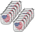 Lunarable Americana Chair Cushion Pads Set 12, USA Flag in Heart Shape on Wood Holiday Splattered Grunge Style Illustration, Anti-Slip Seat Padding for Kitchen & Patio, 16"x16", Cream Red Blue