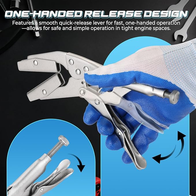 NATGAI 10" Radiator Hose Clamp Set, Heavy Duty Self-Locking Pinch Off Pliers, Universal for Automobile Radiator Pipes, Fuel Hoses, Water & Vacuum Lines, Pipe Sealing Lock Tool (4 Pack)