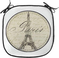 Lunarable Paris Chair Cushion Pad, Vintage Wall Sign France Theme Famous Landmark Tourism Travel Destination, Seat Padding for Kitchen & Patio with Anti-Slip Backing, 16"x16", Khaki Black White