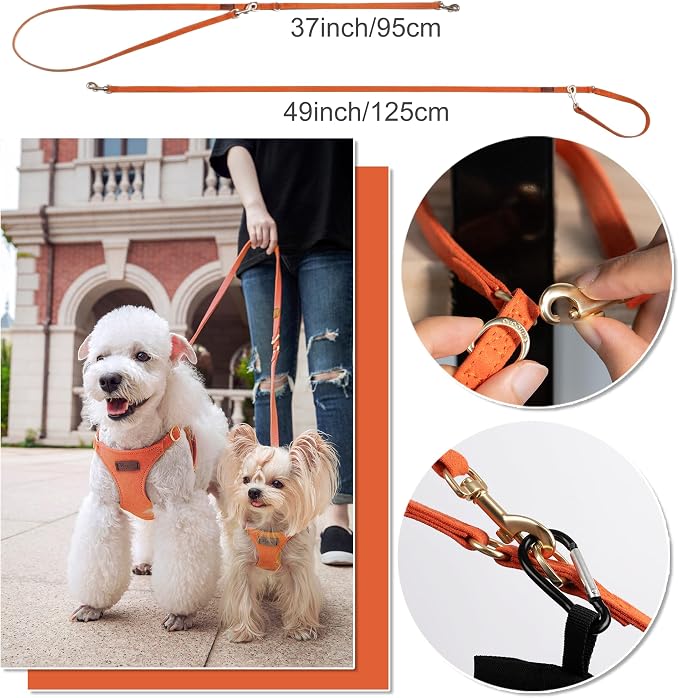 Puppytie XS Dog Harness and Leash Set, Orange, XS (4.5-11 lbs) | Extra Small Dog Harness, Puppy Harness and Leash, Soft Lightweight and Adjustable, Xsmall Dog Harness for Daily Walks