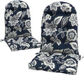 LVTXIII 2 Pack Outdoor Adirondack Chair Cushions, 44x19x4 Inch Water Repellent Patio Cushions for Rocking Chairs, Thick Tufted High Back Seat Cushion Set, Elegant Vines Navy