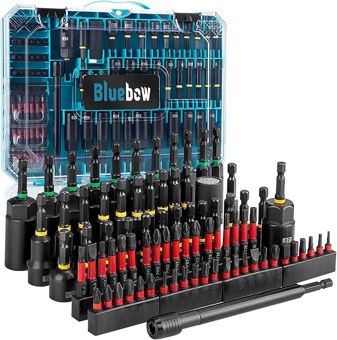 80PSC Magnetic Impact Nut Driver Set - Metric & SAE with Socket Adapters, Wing Nut Driver, Bit Holder, Universal Sockets, Quick Release Extension, Power Bits, 1/4'' Quick Change, Storage Box