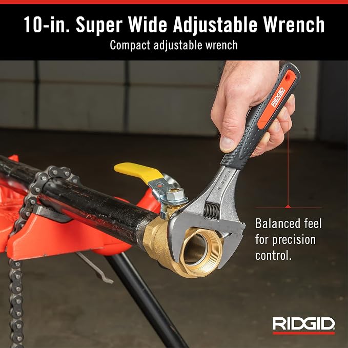 RIDGID 81738 10” Super Wide Capacity, Adjustable Wrench