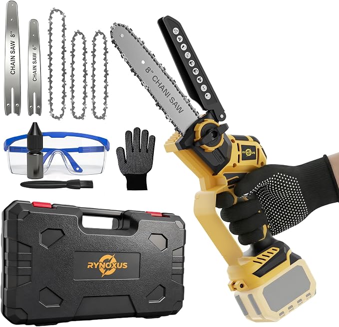 Mini Chainsaw for Dewalt Battery 20V MAX, 8-Inch and 6-Inch 2-IN-1 Cordless Electric Chain saw with 800W Brushless Motor and Auto-Oiler, Garden Tool for Woodworkers, Campers(Tools only)