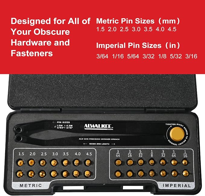 28-Piece Adjustable Pin Spanner Wrench Set | Universal 28pc variable pin spanner wrench set for hydraulic cylinders, coilovers, shock adjustment & industrial locknuts