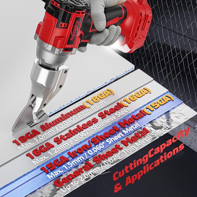 Cordless Metal Shear Compatible for Milwaukee 18V, Brushless Electric Metal Shears 1600RPM for HVAC Ducts, Auto Body Panels &Fencing,Stainless Steel Cutter with LED Light (Tool Only
