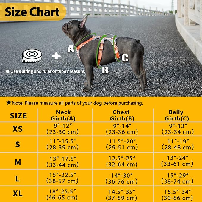 Escape Proof Dog Harness, Escape Artist Harness, Fully Reflective Harness with Padded Handle, Breathable, Durable, Adjustable Vest for Small Dogs Walking, Training, and Running Gear (Orange,S)