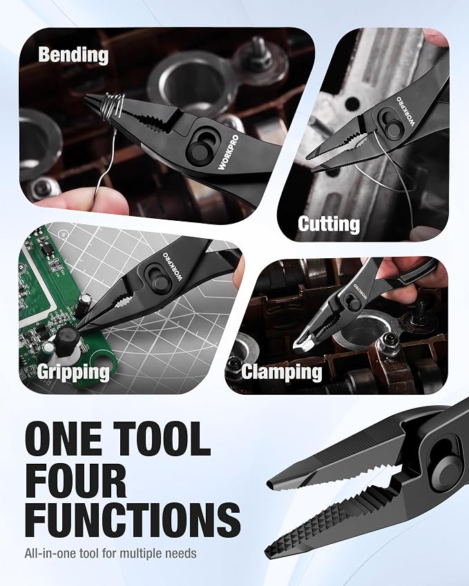 WORKPRO 2-Piece Mini Pliers Set with Pouch, 4-Inch Water Pump Plier & 4.5-Inch Long Nose Slip Joint Plier, Heavy-Duty Alloy Steel Mini Adjustable Plier, EDC Pliers for Tight Spaces & Versatile Use
