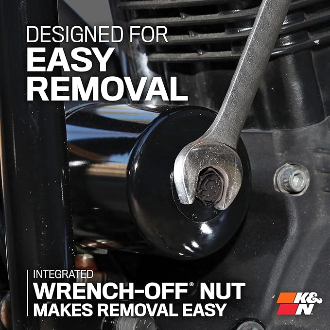 K&N Motorcycle Oil Filter: High Performance, Premium, Designed to be used with Synthetic or Conventional Oils, Wrench Off Nut: Fits Select Honda, Kawasaki, Triumph, Yamaha Motorcycles, KN-204-1