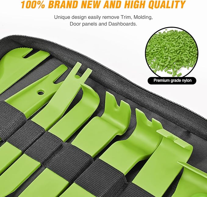 GOOACC 238Pcs Trim Removal Tool, Auto Push Pin Bumper Retainer Clip Set Fastener Terminal Remover Tool Adhesive Cable Clips Kit Car Panel Radio Removal Auto Clip Pliers, Green