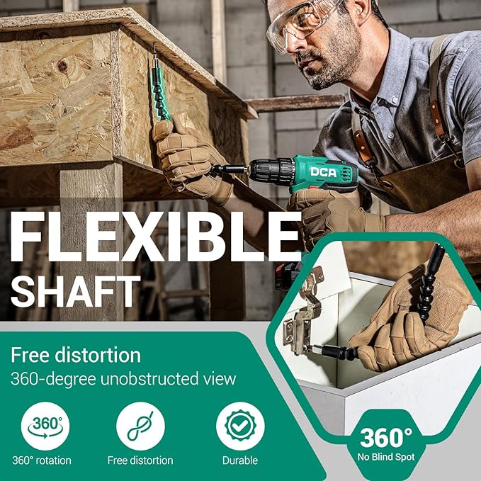 DCA Cordless Drill Set, 354 in-lbs Torque, 3/8" Keyless Chuck, Electric Power Drill with 2.0Ah Battery and Charger,18+1 Position,25-Piece 20V Drill Driver Kit, ADJZ2035