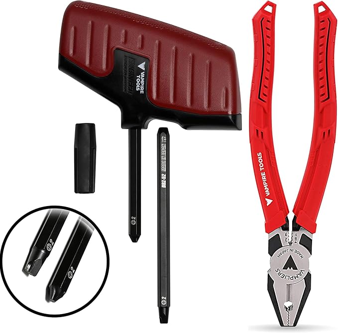 VAMPLIERS 2-PC Screw Extractor Set, 8" Linemans Pliers + Recessed Extractor