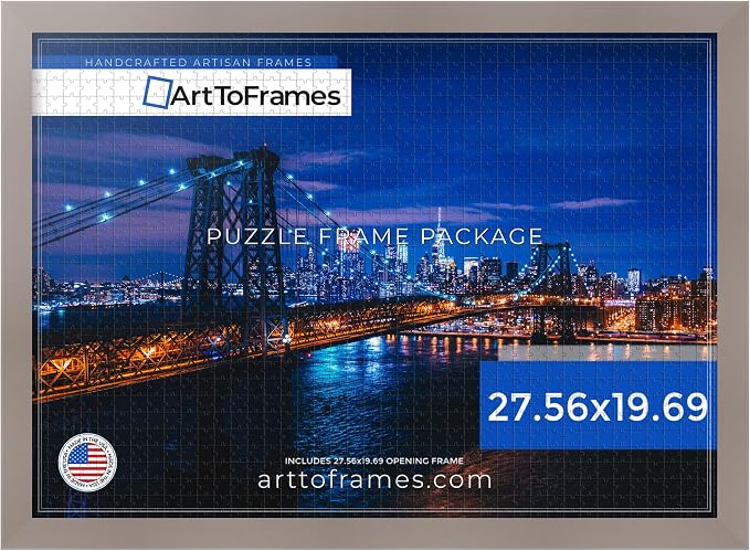 ArtToFrames Puzzle Frame for Buffalo Games 1000 Piece Jigsaw Puzzles, 27.56x19.69 Inch (70x50 cm), Latte Engineered Wood with Economy Acrylic, Ready to Hang Puzzle Display
