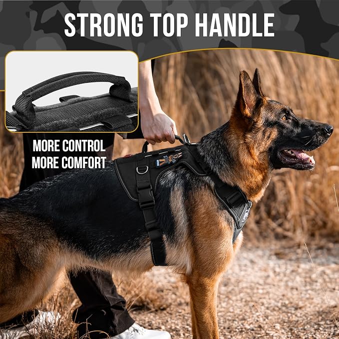 OneTigris No-Pull Tactical Dog Harness Reflective Vest for Small Dogs | Military-grade 1000D Nylon Easy Control Vest, Adjustable Dog Harness with Hook & Loop Panels for Walking, Hiking, Training