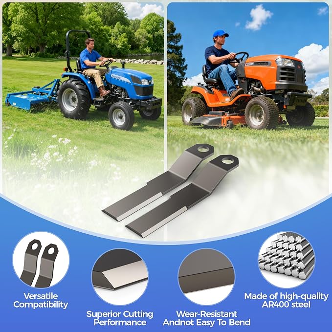 WooFog 7 mm Brush Hog Blades, Bush Hog Blade, Bush Hog Replacement Blades, Skid Steer Brush Cutter Blade, Heavy Duty Ar400 Steel Compatible with Mower King Skidsteer (2-3/8" x 14" x 3/8")