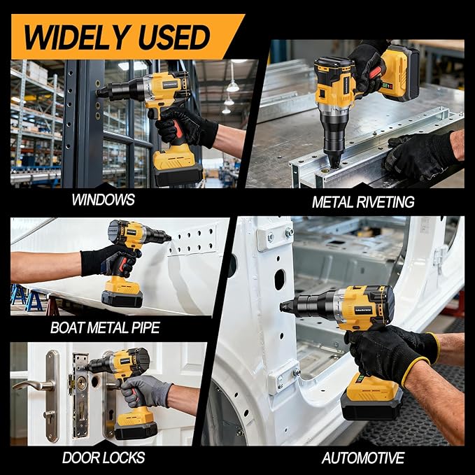 Cordless Rivet Nut Gun for Dewalt 20V Max Battery, Electric Rivet Nut Tool with 1/4", 5/16", 3/8" Nut Head, Portable Battery Powered Rivetnut Tool, Auto Mode & Memory Mode, Tool Only