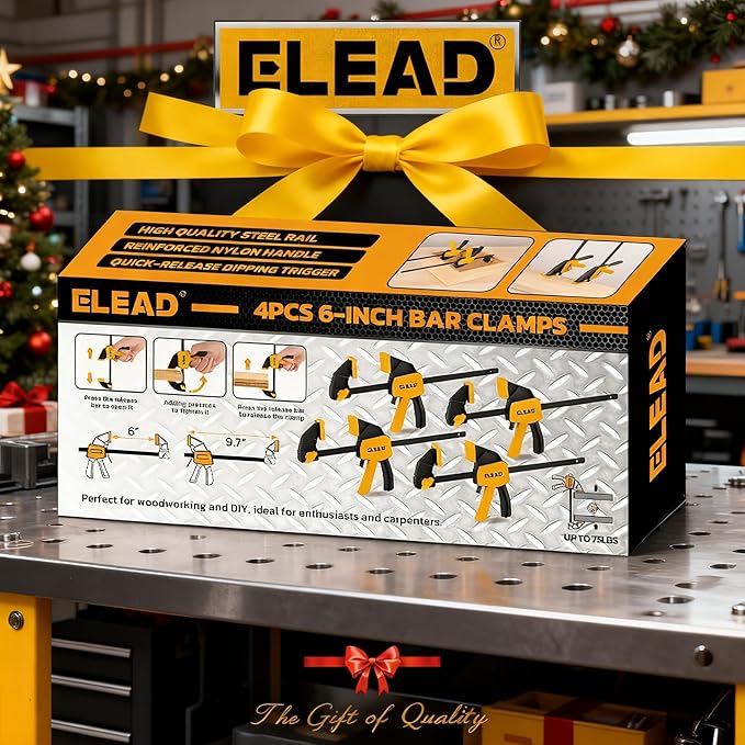 6" Mini Bar Clamps for Woodworking, 4-Piece One-Handed F Clamp/Spreader, 75LBS Load Limit Wood Clamp, Quick Release Grip Clamps for Table Wood Working, Light-duty Tools