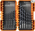 Crosstar Cobalt Stepped Point Drill Bit Set-21pcs 1/16"-1/2" TiAlN Coated Step Drill Head,M35 HSS Jobber Bits,No Pre-Drilling,3-Flat Shank,with Indexed Storage Case,Precise Drilling,for Hardened Steel