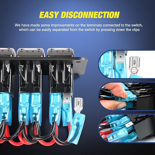 Nilight 16AWG LED Light Bar Wiring Harness Kit 12V On/Off 3 Gang Laser Etched LED Pod Lights Rocker Switch Panel Power Relay Fuse 5Pin Toggle Switch for Cars Boat ATV Trucks-4 Leads, 2 Years Warranty | 12V On/Off 3 Gang Laser Etched Pod Lights Rocker S...
