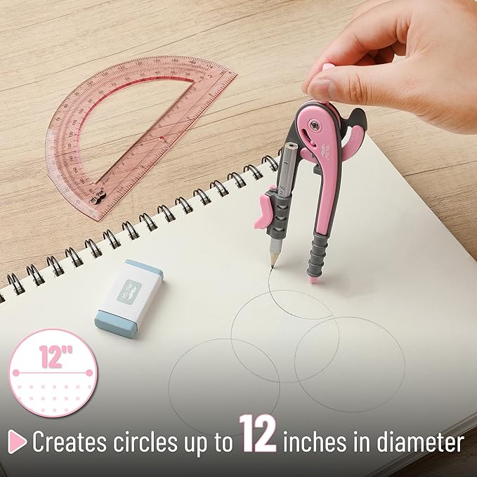 Mr. Pen- Geometry Compass and Protractor Set, 6 Inch Compass, 6 Inch Protractor, Drawing Tool for School, Clear Plastic, Easy Grip, Precision Design for Math, Art, Drafting, Architecture