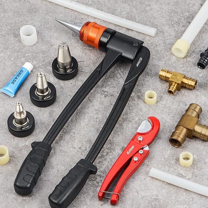 iCrimp PEX-A Expander Tool Kit with Self-Rotary Expansion Heads 1/2,3/4 and 1-Inch,PEX Cutter included for Uponor ProPEX,Wirsbo