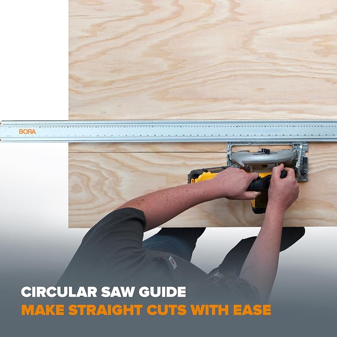 BORA NGX Clamp Edge Saw Guide 100 Inch - Circular Saw Track Guide Rail for Straight Cuts, Aluminum Skill Saw Guide with T-Track, Cutting Guide for Circular Saw 544100