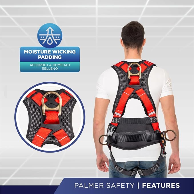 Hammerhead 5pt Safety Harness Back Padded, QCB Chest, Tongue Buckel Legs Straps, Back & Side D-Rings
