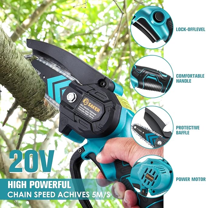 Saker Mini Chainsaw,Portable Electric Chainsaws Cordless,Small Handheld Chain Saw Pruning Shears Chain Saws for Tree Branches,Gifts for for Men Husband Women,Courtyard and Garden