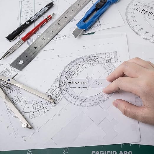Pacific Arc's 6 Inch 360 Degree Plastic Circular Protractor Clear