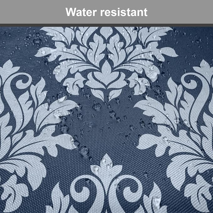Lunarable Damask Blue Chair Seating Cushion Set of 12, Abstract Antique Royal Motif with Leaves and Swirls, Anti-Slip Seat Padding for Kitchen & Patio, 16"x16", Ceil Blue Violet Blue
