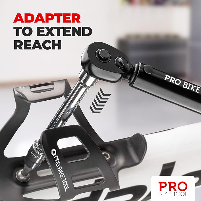 PRO BIKE TOOL Bike Torque Wrench Set - 1/4 Inch Drive, 2.2-16.9 Nm | 20-150 in-lb, Allen & Torx Bits, Extension Bar, Protective Storage Case