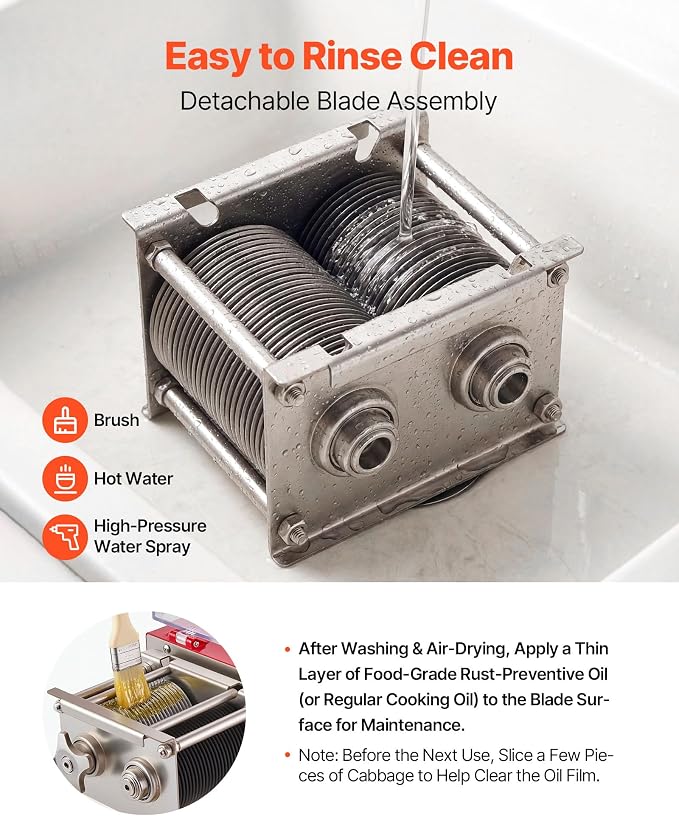 VEVOR Meat Cutting Machine, 850W Commercial Slicer, 3.5mm Heavy Duty Stainless Steel Blade Shredder for Boneless Meat Soft Vegetables, Electric Food Slicers for Kitchen Restaurant Supermarket