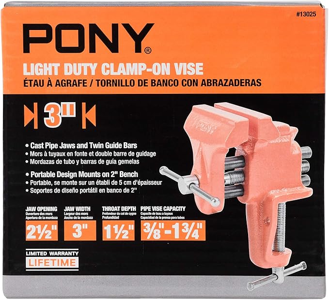 Pony 13025 3-Inch Light Duty Clamp On Vise