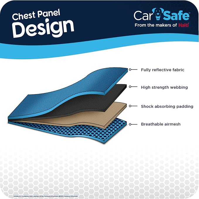 CarSafe Crash Tested Dog Safety Harness | Size L | Crash Tested to 32Kg/70lbs, Safely Secure Dog in the Car, Comfortable and Padded Design, for Toy, Small, Medium & Large Dogs