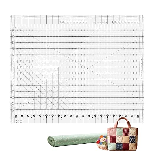 XL Slotted Quilting Ruler, 17.75 x 22in Non-Slip Precise Quilting Template, Professional Sewing Strip Ruler Acrylic for Fabric Strip, Cutting, Sewing, Crafting, Patchwork Ruler & Template