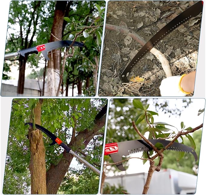 Pole Saws for Tree Trimming, Lightweight Manual Stainless Steel Extension High Pole Pruning Pole Saw for Tree Trimming Branches at Forestry Yard Garden Patio