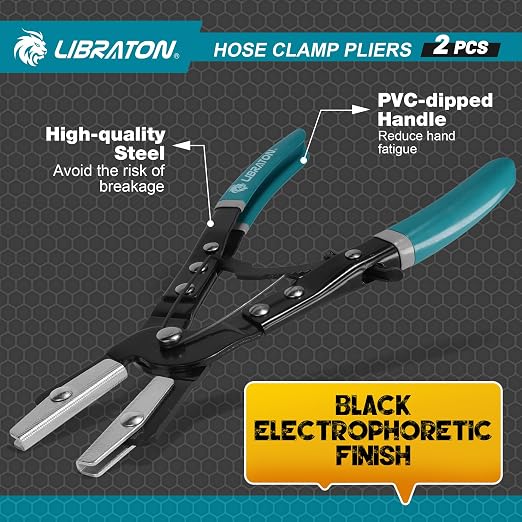 LIBRATON Ratcheting Hose Pinch Pliers, 2PCS Hose Clamp Pliers Set